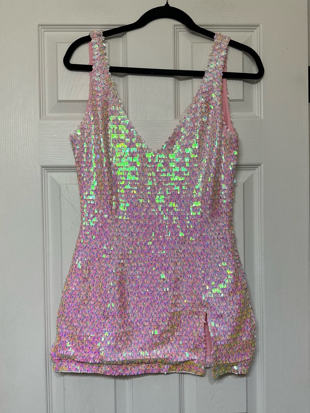 Pink Iridescent Sequin Mini Dress Size M
